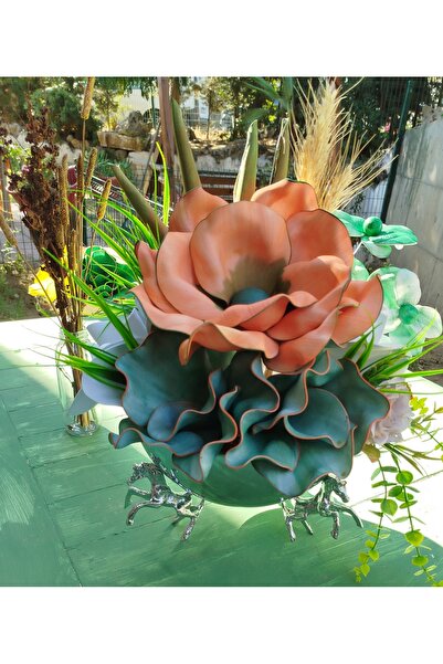 Hatem dekor flower Lateks yapay çiçek aranjman gümüş vazo