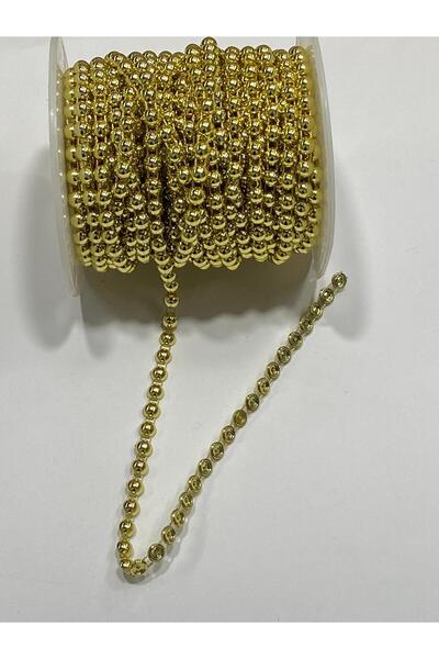 karantuhafiye شريط لؤلؤ / شريط نصف لؤلؤ 6 مم / 17 متر ذهبي