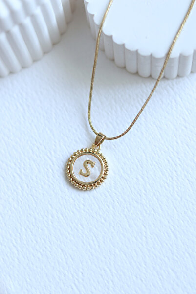DHARMONYCO Çelik Gold Vintage S Harfi Kolye