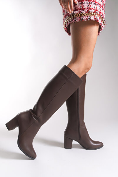 Riccon Γυναικείες μπότες κάτω από το γόνατο 0012500 Καφέ δέρμα