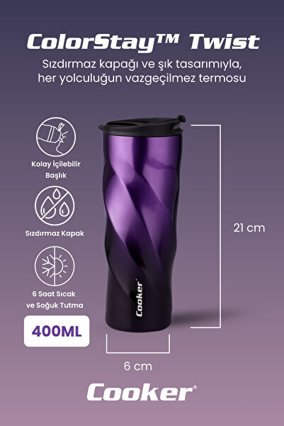 Cooker 0.50 Lt Colorstay ™   Twist Stainless Steel Thermos Camping Office Picnic Thermos