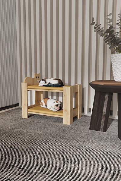 Mercie OTİS Ahşap Kedi - Köpek Yatağı - RANZA - SÜNGERLİ - S.MEŞE