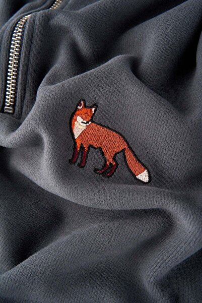 WWF Market Red Fox Supersoft Quarter-Zip Sweatshirt - Anthracite
