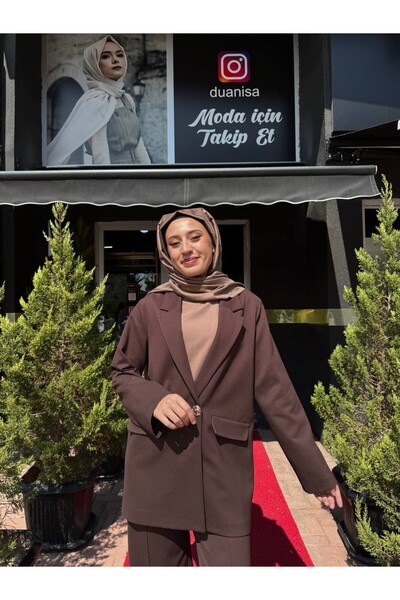 Ceremony Tek Düğmeli Blazer Çelik Ceket W-6846