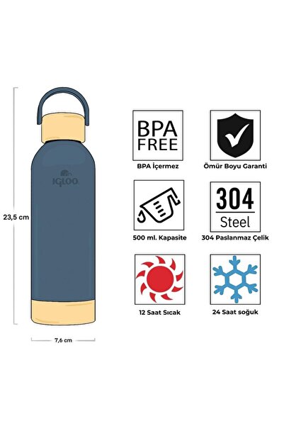 IGLOO Çelik Pro Thermos - - Hydrate - 500ml - Slate - 205694