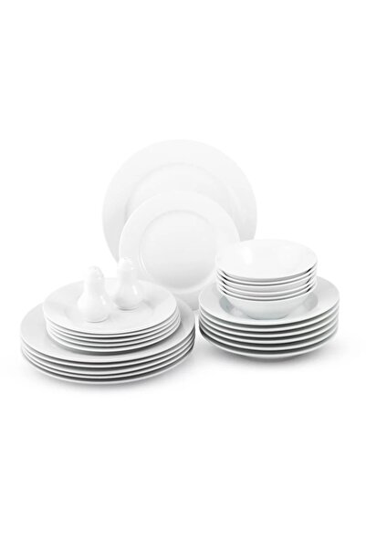 ORIAN 26-piece pure white porcelain dinner set