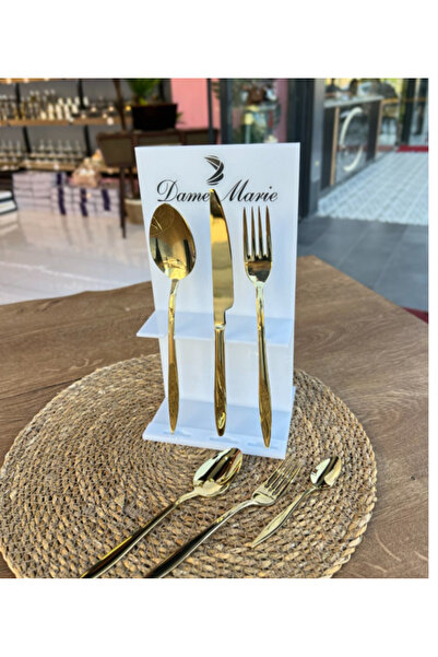 PONCİKPAZAR 36 Piece Elegant - 4 ml -18/10 Steel Gold Chopstick Set
