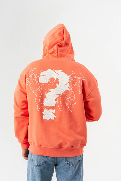 go gang own Суитшърт с качулка и цип с релефен принт Micdrop