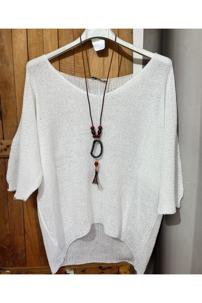 MADE İN ITALY Women's White Italian Steel Mercerized Blouse