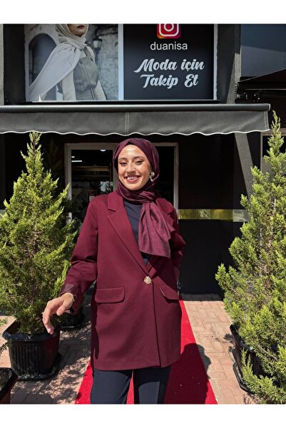 Ceremony Tek Düğmeli Blazer Çelik Ceket W-6846