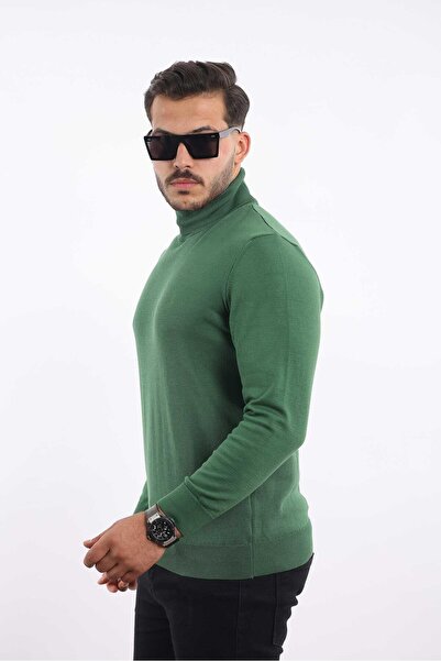 rugatchi Men's Turtleneck Knit Sweater — 100% Cotton, Classic