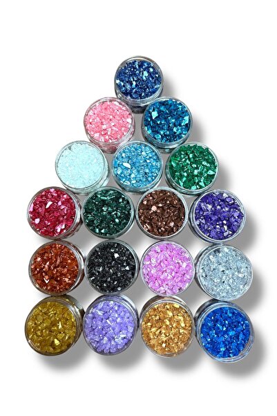 stonechem Epoksi Çalışmalarınız İçin 18 Çeşit Parlak Cam Kırıkları 100grx18 Adet