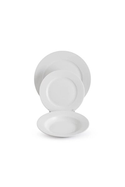 ORIAN Luxury 18-piece plain white porcelain dinner set for 6 people
