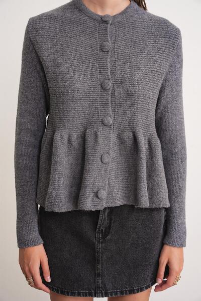 Mixray 6958 women's knitwear peplum cardigan anthracite