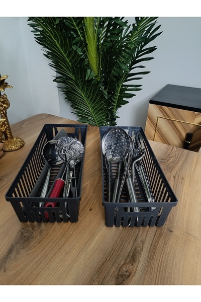 Fast Story 4-Piece Black Spoon Holder Organizer Drawer Organizer Kitchen Organizer