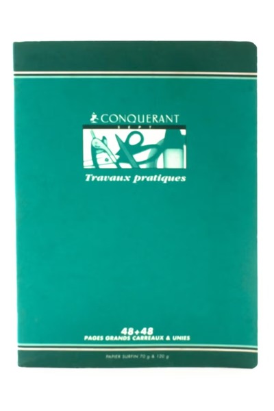 CONQUERANT دفتر ملاحظات A4، 48 صفحة (24 ورقة)، مسطر مربع (فرنسي)