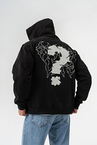 go gang own Суитшърт с качулка и цип с релефен принт Micdrop