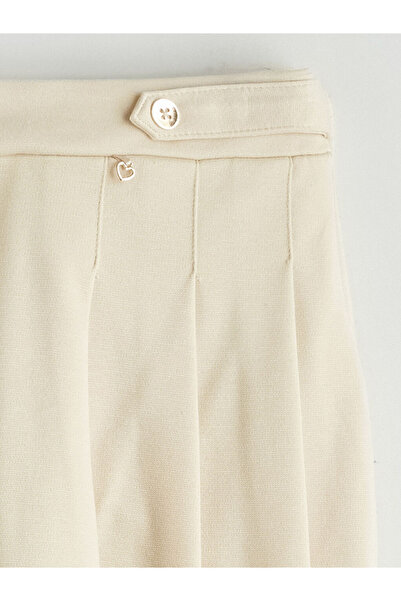 LC Waikiki Lcw Kids Beige Elastic Waist Pleated Girls' Shorts Skirt