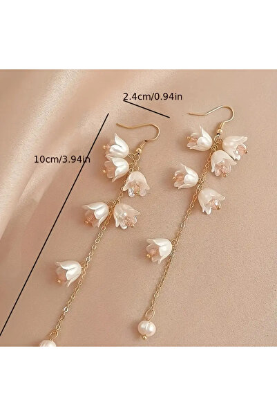 Haze SALLANTILI BEYAZ ÇİÇEK KÜPE