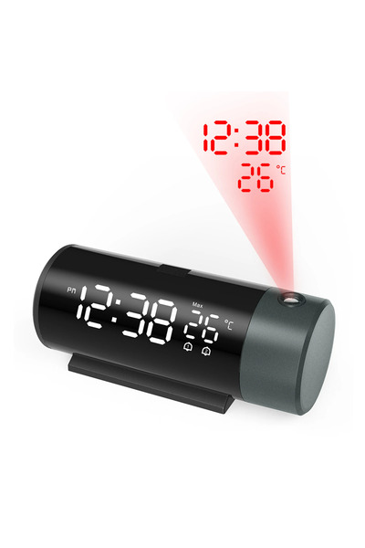 Monozone Projeksiyon Çalar Saat LED Ekran Sıcaklık Göstergeli Yansıtmalı Çift Alarmlı Masa Saati