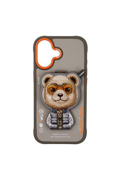 Nimmy iPhone 17 Uyumlu MagSafe Stant Özellikli 3D Gözlük Fermuar Bear Detaylı...