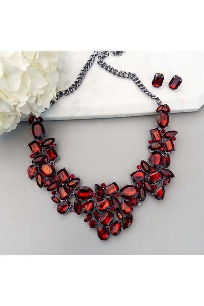 MOONGLOW ACCESSORIES Colier și cercei Red Glam