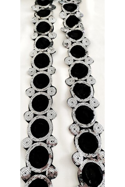 ALTAY AKSESUAR شريط ترتر باللون الأسود والفضي