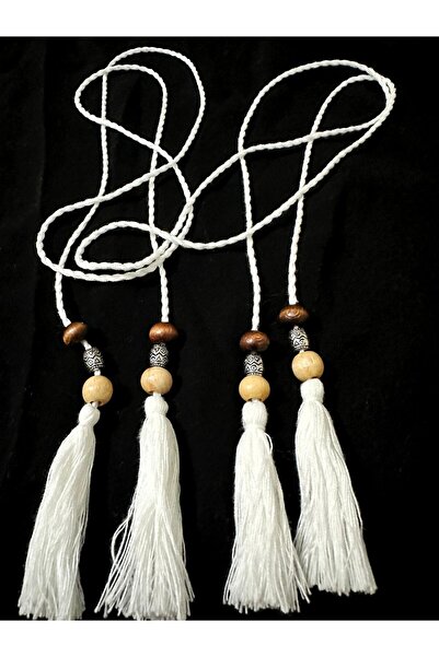 ALTAY AKSESUAR شرابة مزدوجة الجوانب مع حبل خرز خشبي خاص (قطعة واحدة)