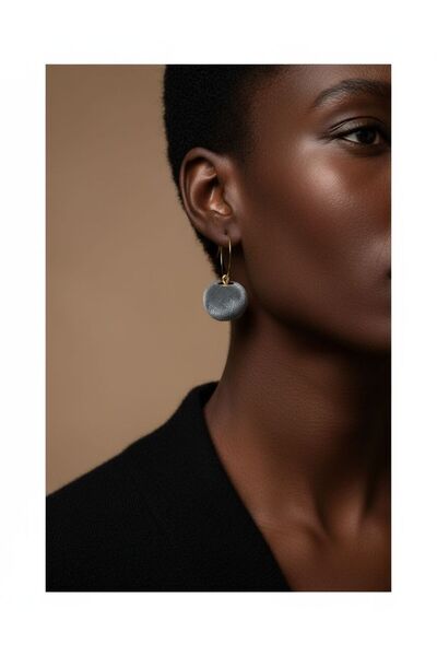 TURBİJ Ponpon Detaylı Gold Halka Küpe