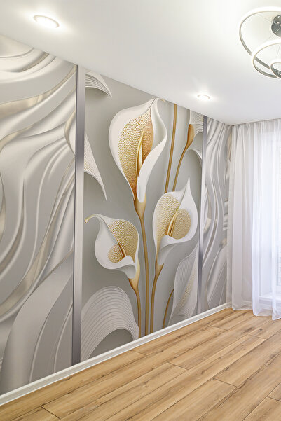 dreamwall Altın Lale Desenli Tek Parça Duvar Kağıdı