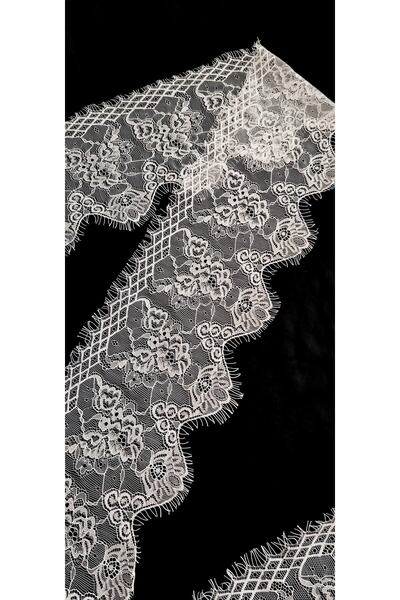 ALTAY AKSESUAR نموذج حافة من الدانتيل الأبيض الملتحي 15 سم (3 متر)