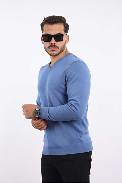 rugatchi Premium Men's V-Neck Knitwear — 100% Cotton, Breathable Comfort Sweater