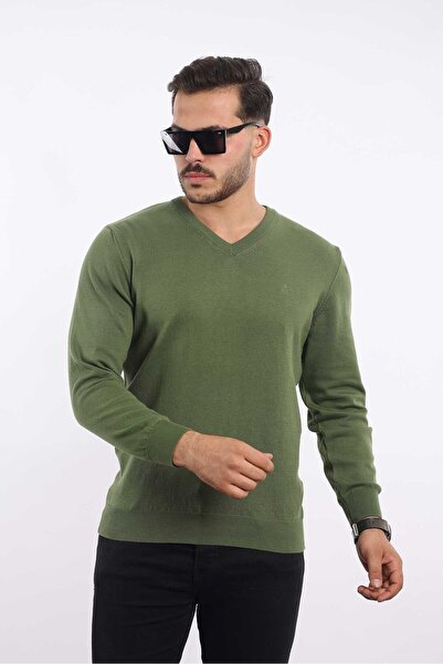 rugatchi Premium Men's V-Neck Knitwear — 100% Cotton, Breathable Comfort Sweater