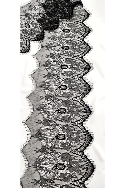 ALTAY AKSESUAR Siyah Sakallı Dantel Kenar 28 Cm ( 3 Mt )