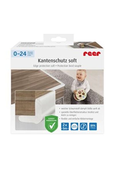 reer Set 2 universal protective foam strips for edges and corners, bite-resistant, white, 2 x 1 m, 8