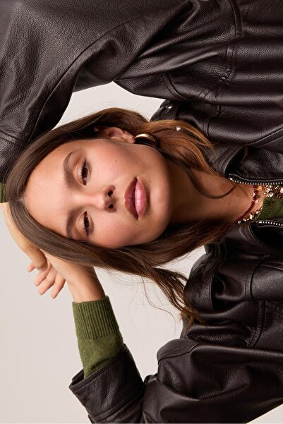 Stradivarius Oversize leather jacket