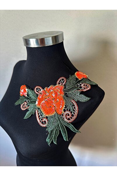 ALTAY AKSESUAR زخرفة زهرية مزخرفة بالترتر باللون البرتقالي