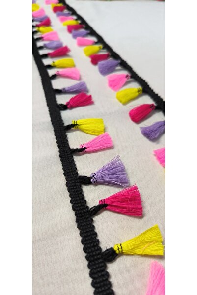 ALTAY AKSESUAR هامش شرابة ملون بحافة سوداء