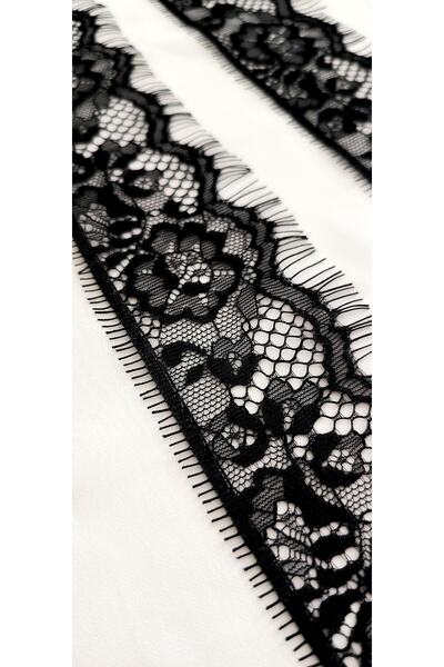 ALTAY AKSESUAR دانتيل ملتحي بحافة سوداء 6 سم (3 متر)