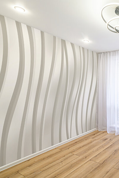 dreamwall 3D Modern Dalgalı Çizgi Efektli Tek Parça Tekstil Duvar Kağıdı