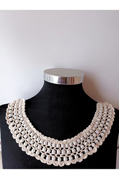 ALTAY AKSESUAR طوق مزخرف من اللؤلؤ الخام القطني