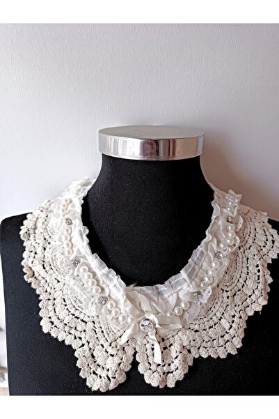 ALTAY AKSESUAR طوق مزخرف بشريط قطني ولؤلؤ