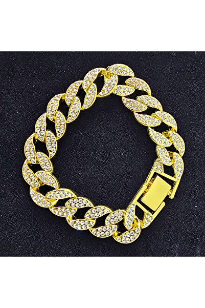 velve Βαρύ γυναικείο βραχιόλι, από ανοξείδωτο ατσάλι με ημιπολύτιμες πέτρες, συσκευασμένο σε κομψό κουτί, Χρυσό, EAV4