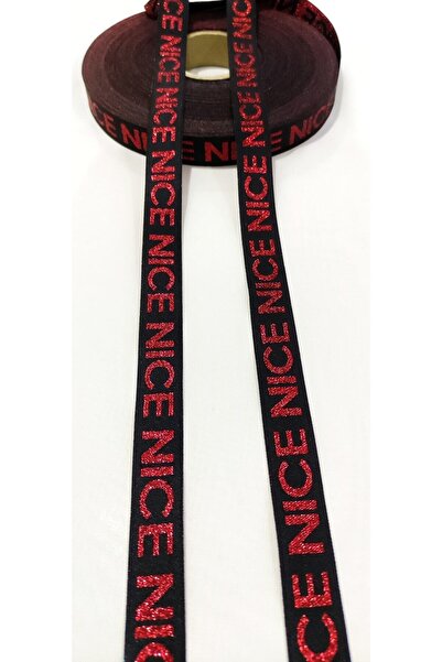 ALTAY AKSESUAR شريط منسوج مكتوب باللون الأسود والأحمر اللامع