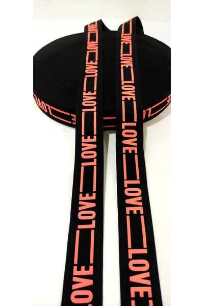 ALTAY AKSESUAR شريط مطاطي بلون مسحوق أسود مع كتابة الحب