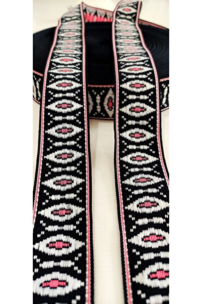 ALTAY AKSESUAR Black Pink White Narrow Woven Strip