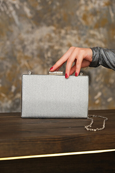 ROZA CANTA Γυναικεία βραδινή τσάντα ασημί Glitter