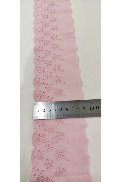 ALTAY AKSESUAR Pink Powder Edge Floral Voile Lace
