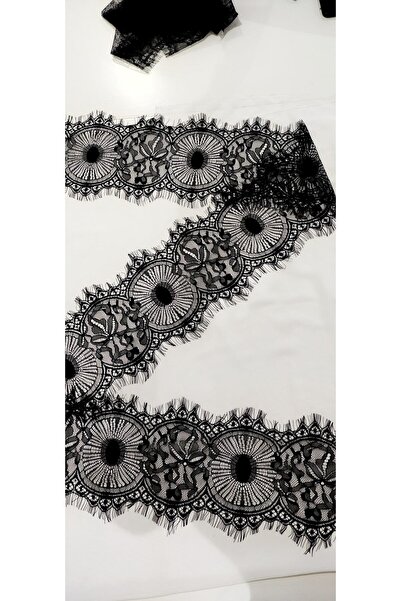 ALTAY AKSESUAR Black Bearded Lace Round Pattern (3 Mt)