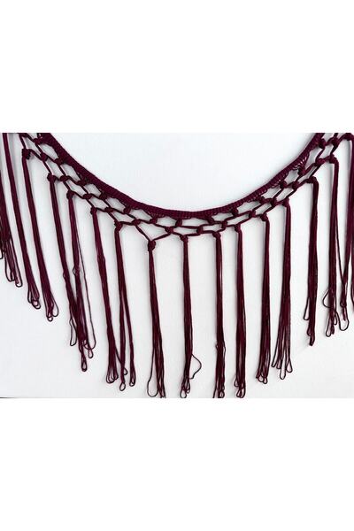 ALTAY AKSESUAR شريط زخرفي محبوك يدويًا باللون العنابي بثلاثة عقد (20 سم)